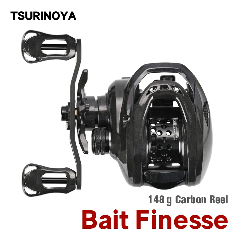 TSURINOYA Ultralight Casting Fishing Reel DARK WOLF 50 Bait Finesse 5.3:1 148g Carbon Trout Ajing Shallow Spool Baitcasting Reel