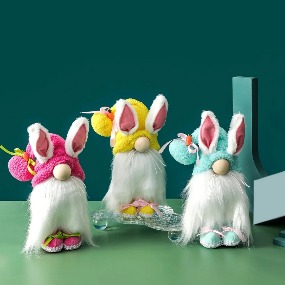 Пасхальный кролик гномная кукла Длиннохвостый без лица праздничное украшение