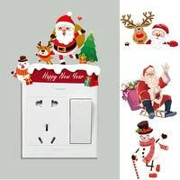 wall stickers holiday switch stickers christmas wall switch decoration stickers 2022 new year cartoon 3d wall sticker