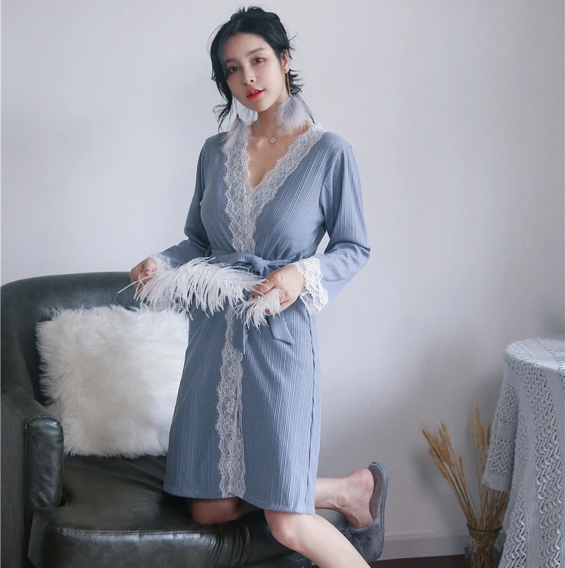 Весенний ночной халат с v образным вырезом сексуальный женский комплект из 2