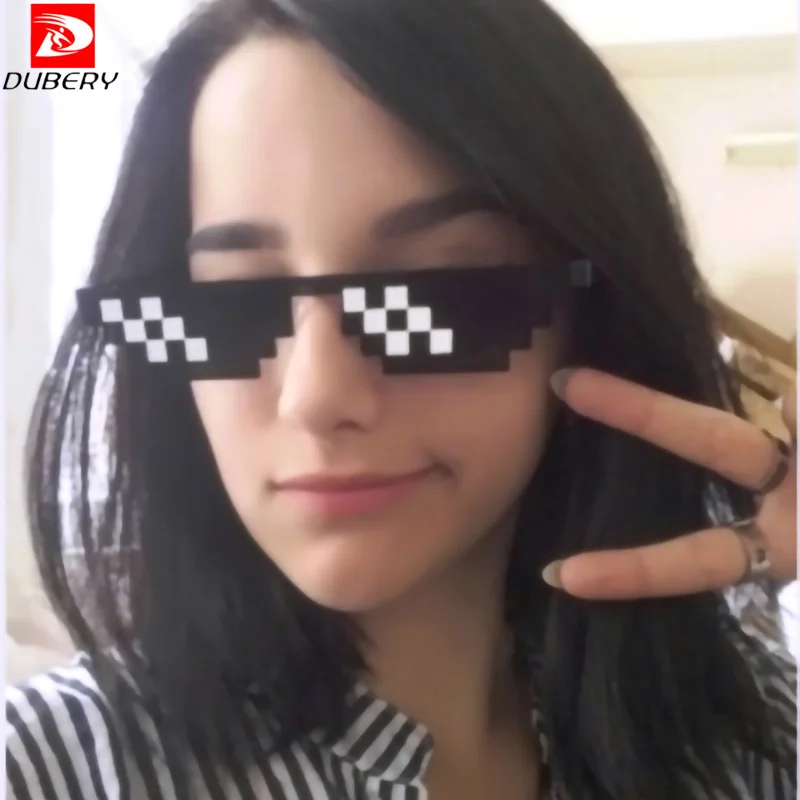 Dubery забавные трюки очки 8 бит пиксель мозаика солнцезащитные мода фестиваль