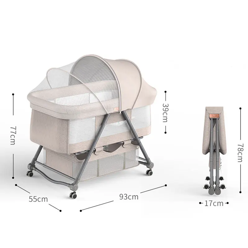 Folding Baby Crib Cradle Bed Stitching Big Bed European Baby Cribs Multifunctional Portable Newborn Nest Travel Cot Bassinet images - 6