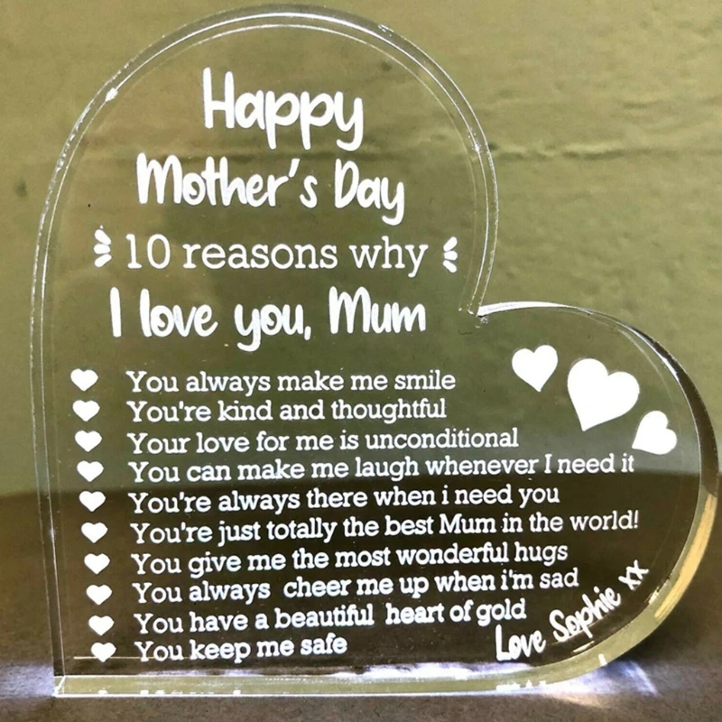 

Heart Mothers Day Decorations Love You Forever Mum Sign Gift for Mom Women Girls Ladies Wife Office Home Decor