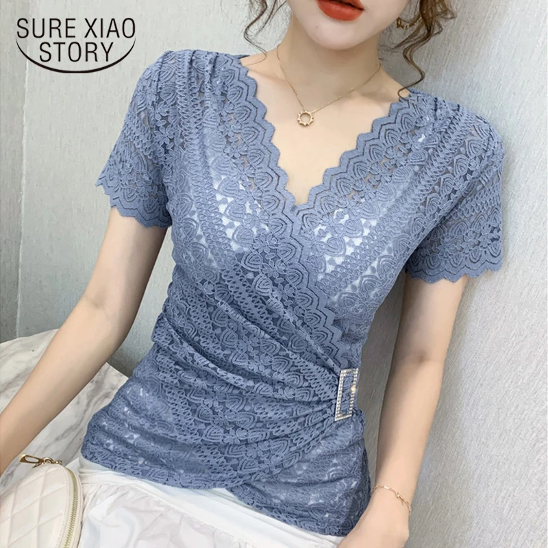 plus size blouses Slim Shirt 2021 Summer The New Fashion Women Short Shirt Stitching Shirt Round Neck Short Sleeve Women Tops and Blouse 2575 50 sexy blouses for women