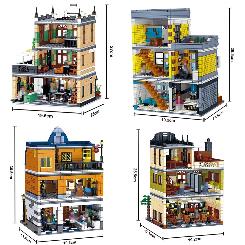 

Architecture Building Blocks Creator high-tech City Street European Houses Rome Store restaurant Designer Bricks 0935 0937 0936