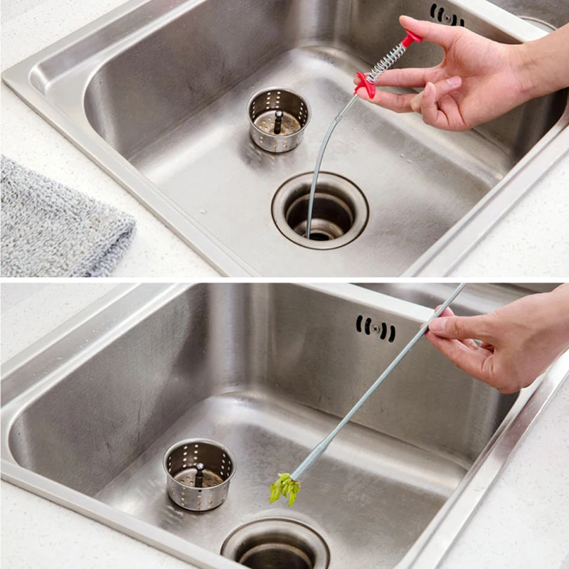 

60CM Long Stainless Steel Bathroom Hair Sewer Cleaning Brush Claws Sink Tub Toilet Flexible Pick Up Claws Kitchen Accessories