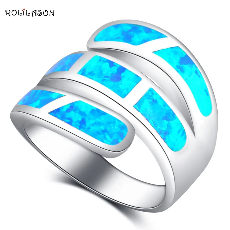 Женское кольцо с голубым огненным опалом серебро 925 пробы Размеры #6 #7 #8 #9 #10 OR869 |