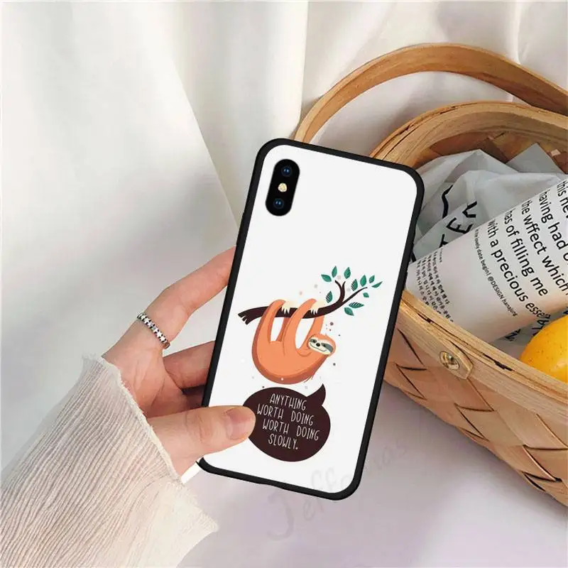 

Cute cartoon animal Sloth Phone Case for iPhone 11 12 pro XS MAX 8 7 6 6S Plus X 5S SE 2020 XR