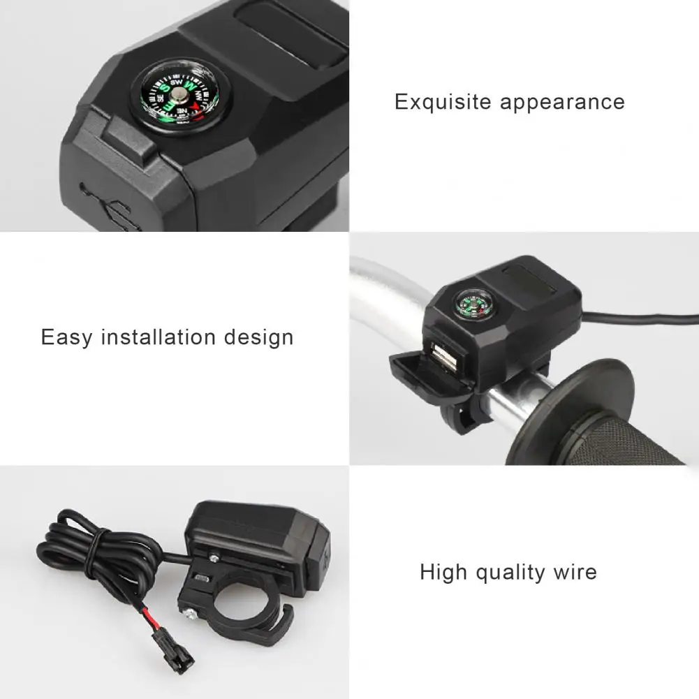 

Phone Charger Waterproof Compass ABS Scooter USB Charger Mobile Phone Bracket for Scooter