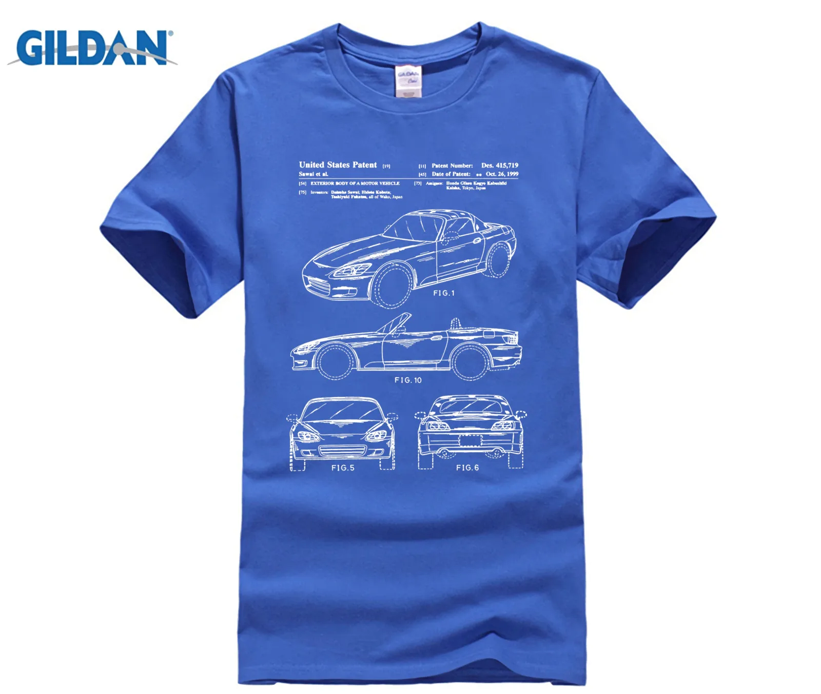 blue Honda S2000 патент белая футболка - Цвет: blue