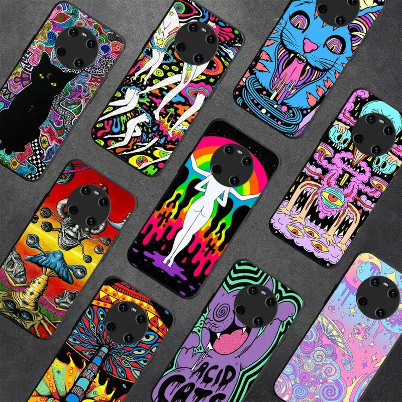 

Colourful Psychedelic Trippy Art Phone Case For Huawei Y5 Y62019 Y52018 Y92019 Luxury funda case for 9prime2019