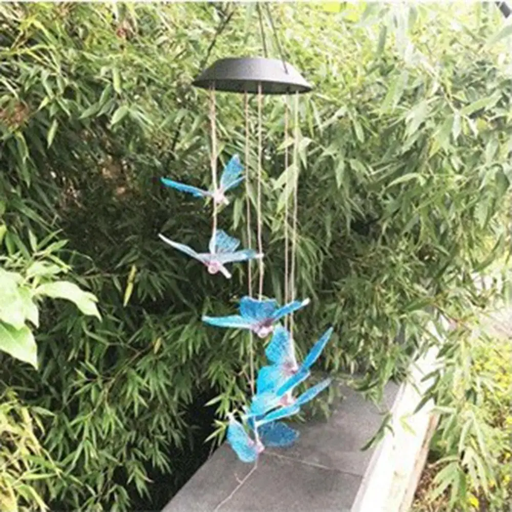 Ветряные колокольчики на солнечной батарее светодиодные бабочки с изменением