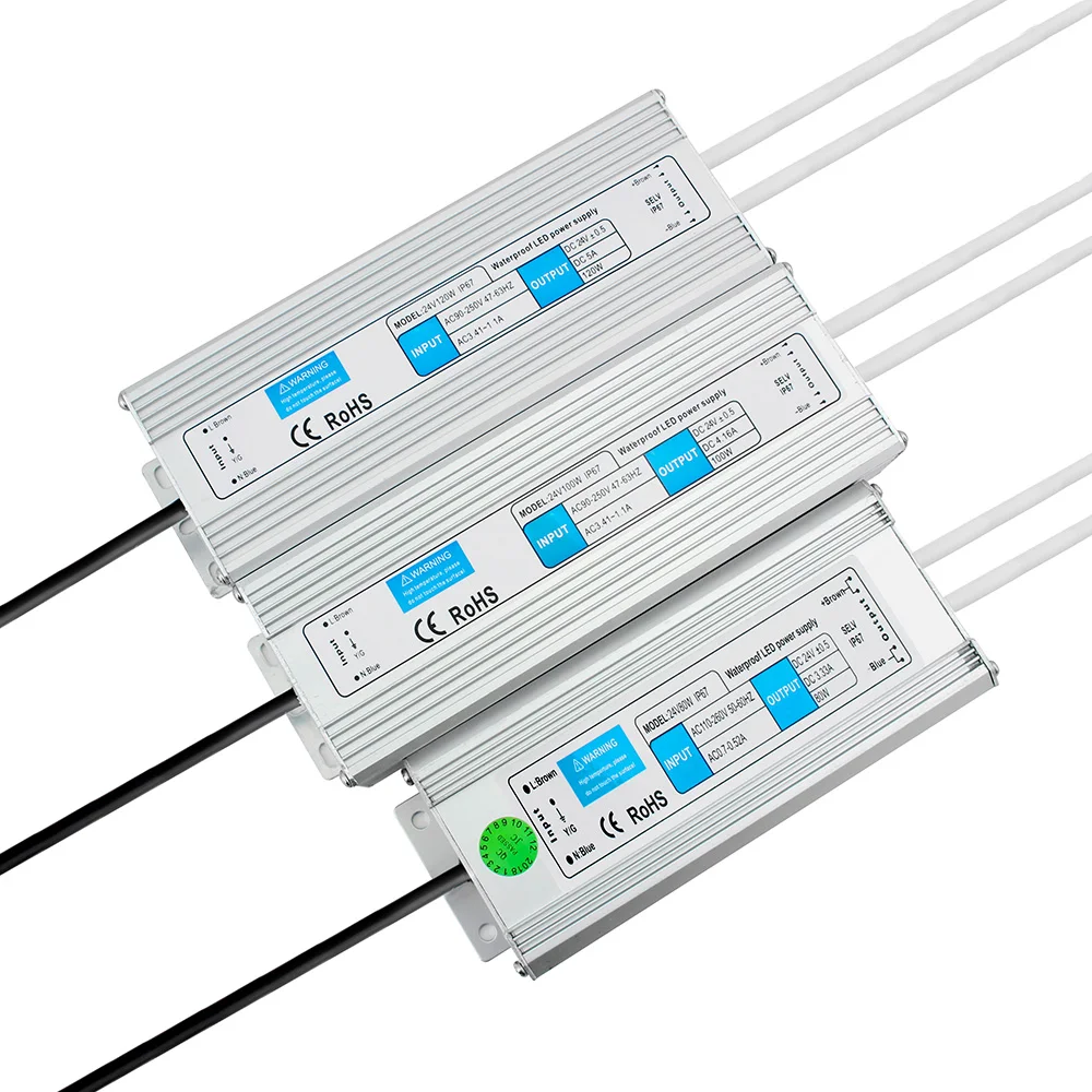 12V источник питания DC 24 V IP67 водонепроницаемые Трансформаторы освещения 12 10W 20W 25W