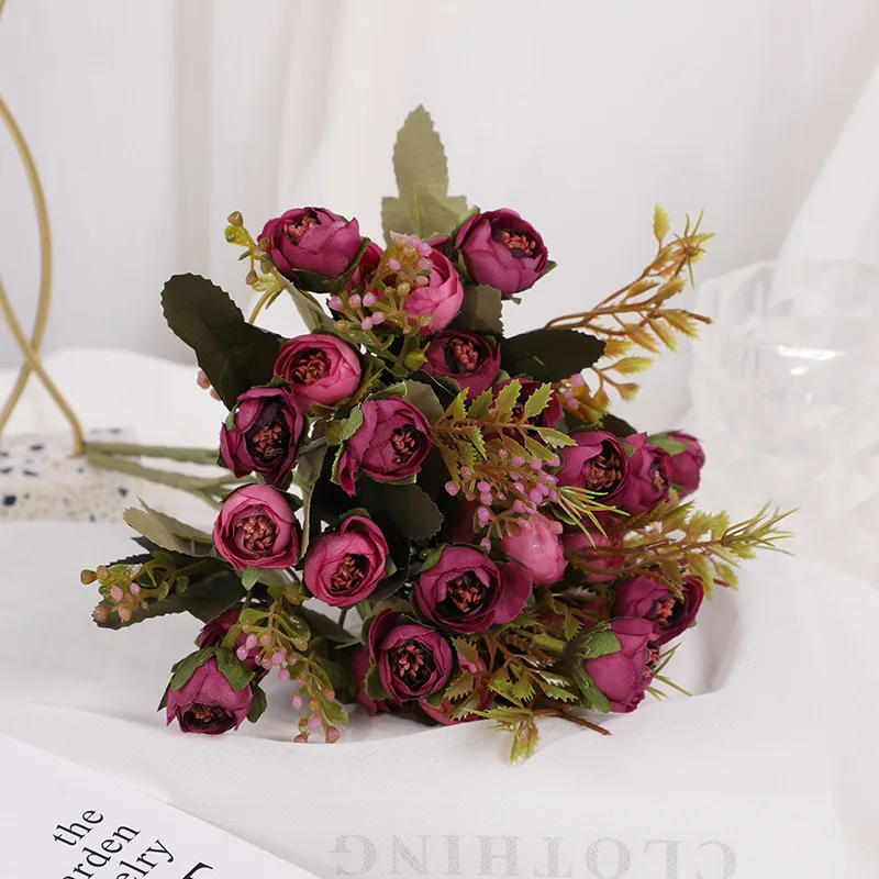 Искусственная филигранская чайная роза букет невесты Рождество домашняя