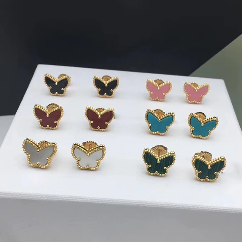 Gold Earrings Брендовые ювелирные изделия из чистого 925 пробы серебра для женщин, серьги золотого цвета, дизайнерские свадебные серьги в виде бабочки, ожерелье, браслет - Окраска металла: Gold Earrings