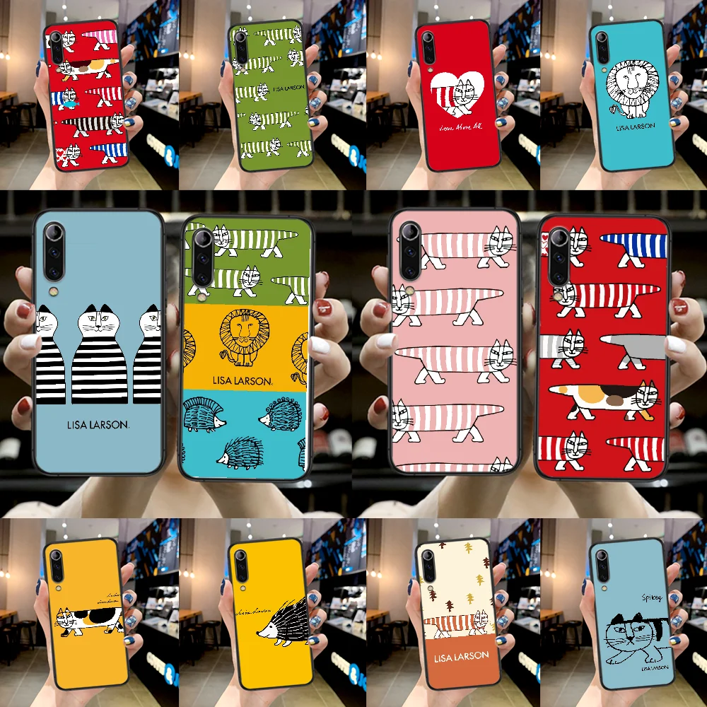 

Lisas Larson Cute Cat Phone Case For Xiaomi Mi Note 10 A3 9 MAX 3 A2 8 9 Lite Pro Ultra black Waterproof Tpu Etui 3D Back