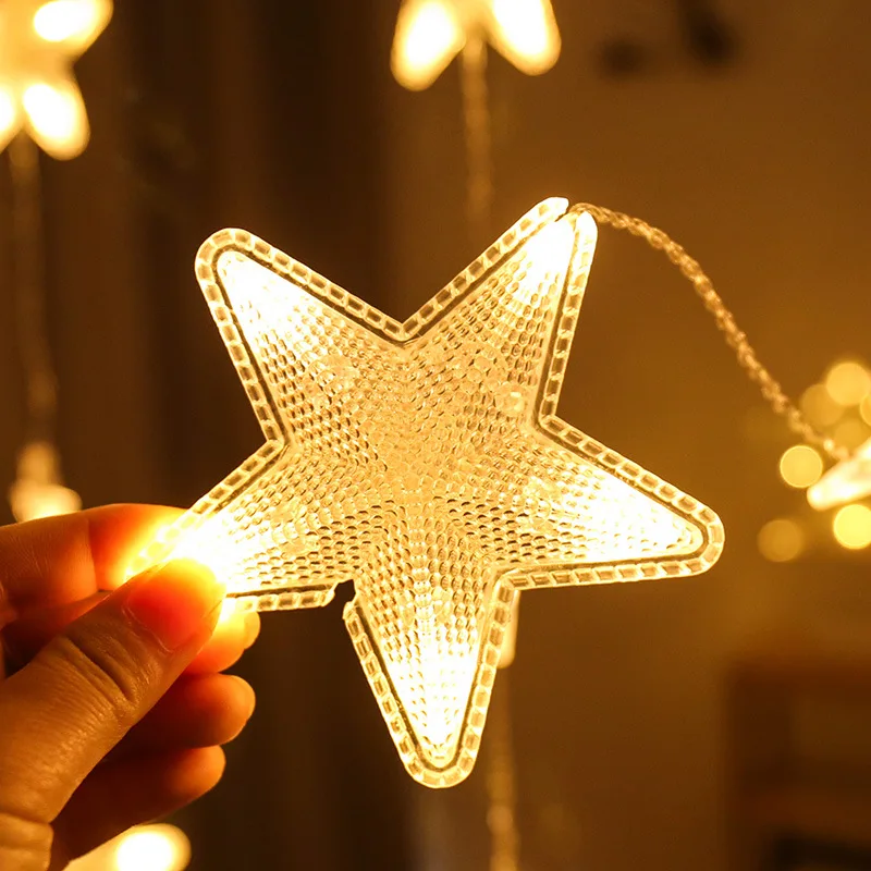 

220V EU Plug Star Lamp Fairy String Lights 2021 Christmas Decoration for Home Room Curtain Lights Garland Wedding New Year Decor
