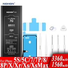 Nohon Battery For Apple iPhone 7 8 Plus 5s 5c X Xr Xs Max 7Plus 7P 8P iPhone7 1560-3360mAh Bateria +Tools For iPhone 5s 8 7 Plus