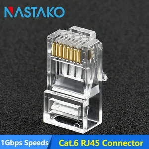 NASTAKO 50100 шт Cat6 RJ45 разъем Cat 6 Модульные вилки Cat6 сетевой Ethernet UTP кабель Кристалл разъем 8P8C RJ45 разъемы