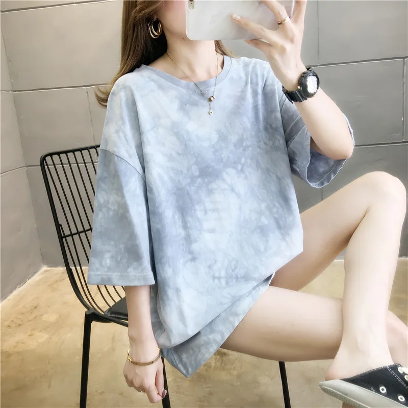 

2021 New Short-sleeved Women's T-shirt Students Loose Slim Han Fan Medium Long Versatile Half-sleeved Top
