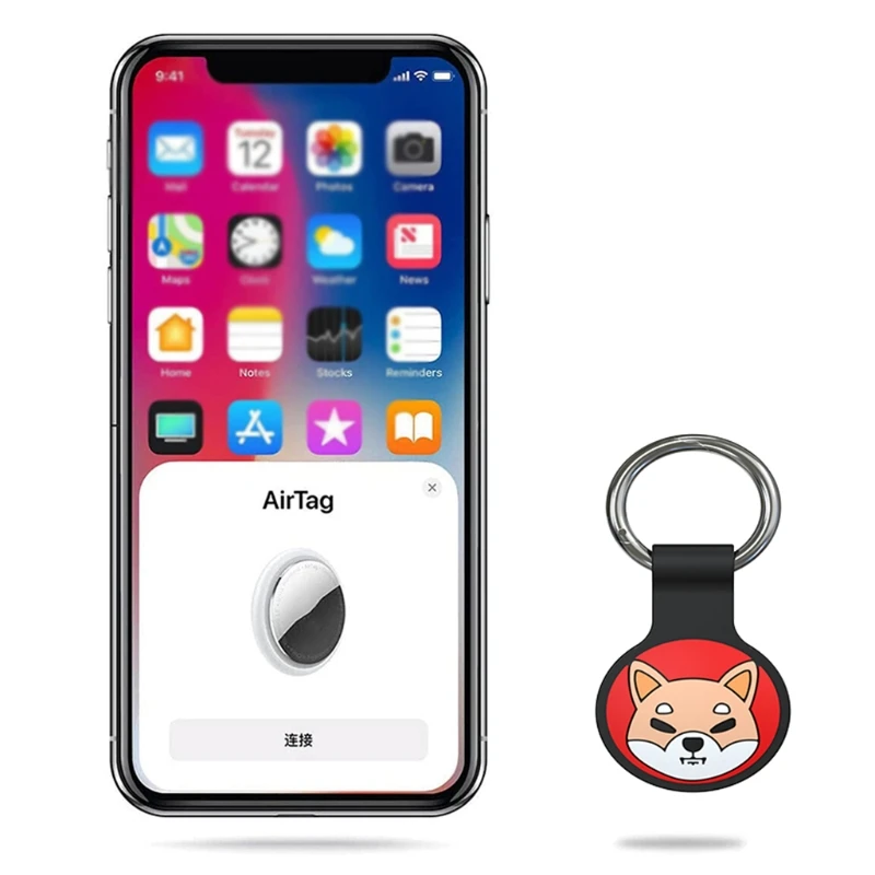 

Dust-proof Protective Cover Shell Cute Dog Look Soft Tracker Case for AirTags Tracker Box Bags 95AF