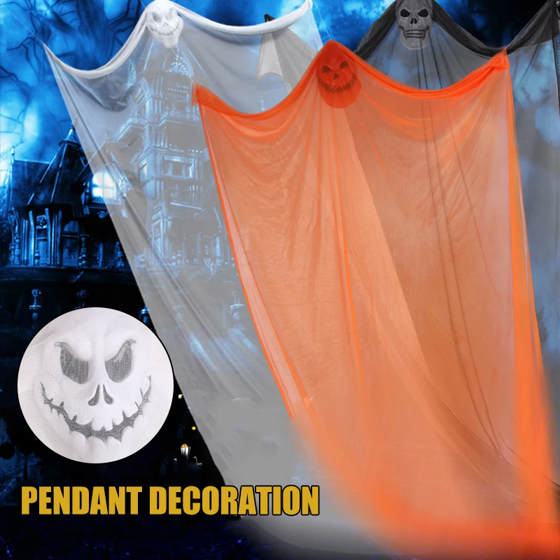

Halloween Ghost Windsock with Hanging Fish Thread Fixable Durable Cloth Ghost Halloween Decor for Indoor Outdoor THJ99