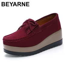 BEYARNE2019 замшевые кожаные зимние ботинки на платформе Женская