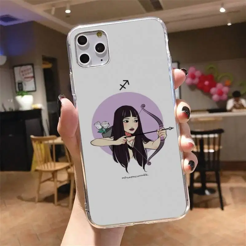 

12 constellation zodiac signs Phone Case Transparent for iPhone 6 7 8 11 12 s mini pro X XS XR MAX Plus cover funda shell