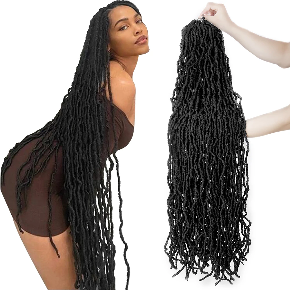 

Synthetic Crochet Braids Hair 18 36 Inch Goddess Faux Locs Nu Locs Crochet Hair Ombre Curly Soft Dreads Dreadlocks