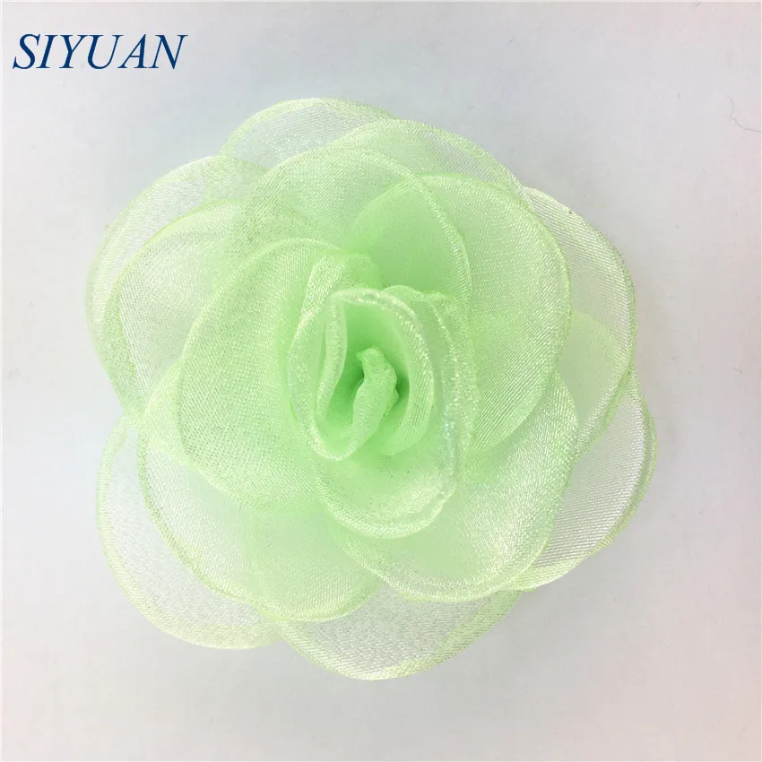 5 шт./лот 6 см 3D Одноцветный Шелковый марлевый цветок с зажимом для волос плоской