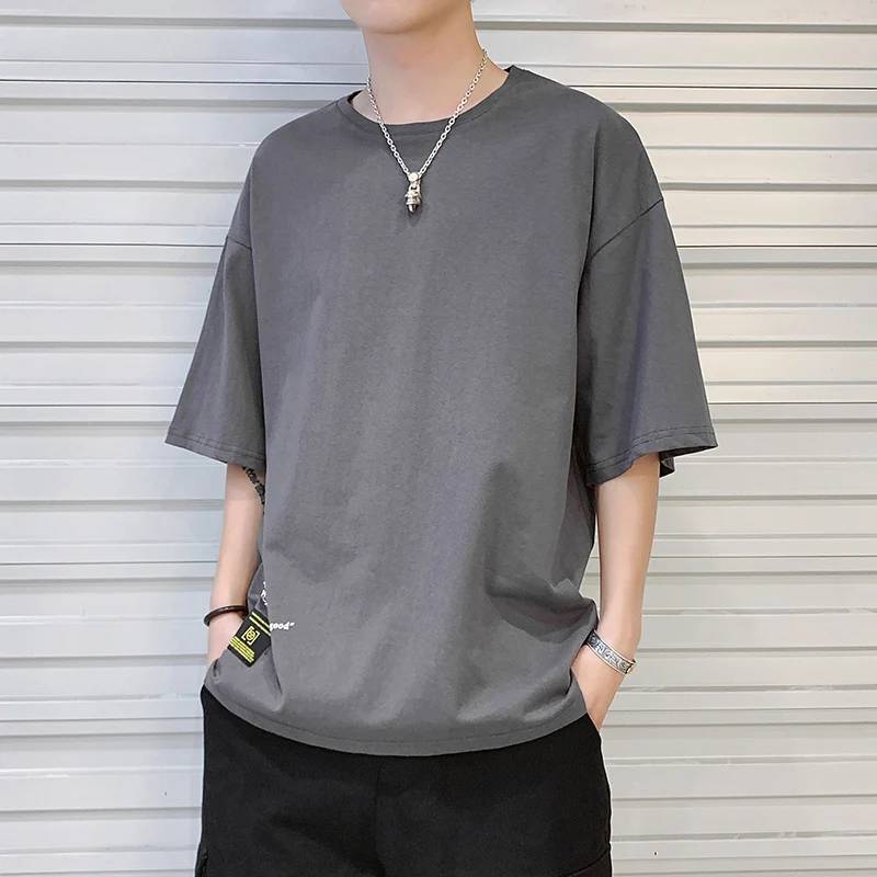 Футболка мужская с принтом сзади тенниска рукавом до локтя дышащая майка круглым