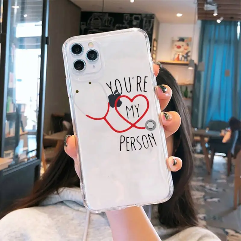 

Greys Anatomy You're My Person Phone Case Transparent soft For iphone 5 6 7 8 11 12 s c se plus mini x xs xr pro max shell