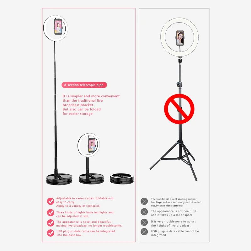 MAMEN складной светодиодный кольцевой светильник для селфи камера освещение