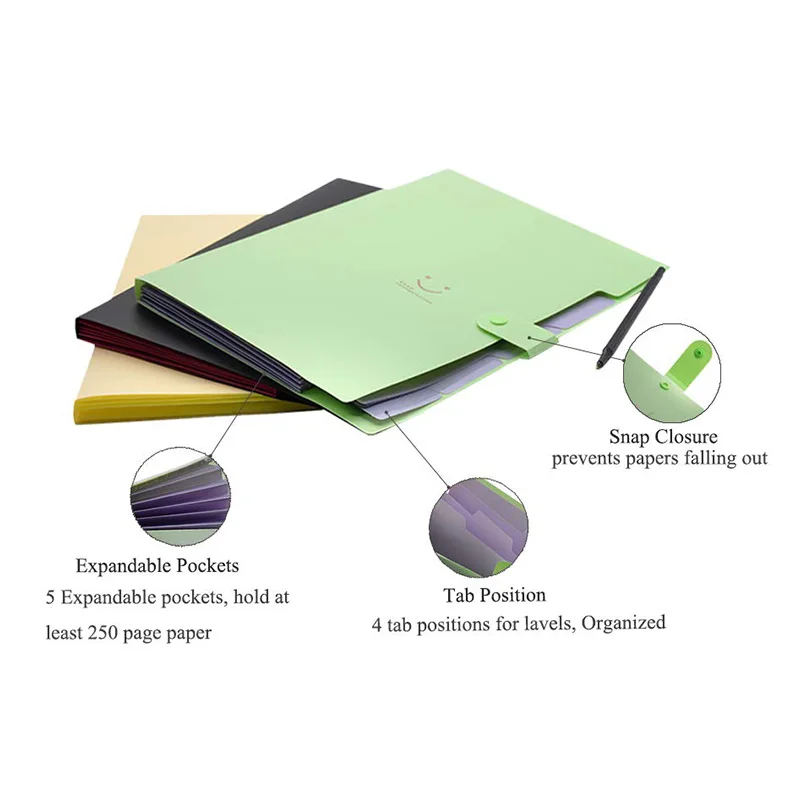 Цветной бумажный аккордеон папки для файлов 3 цветов расширяющийся файл