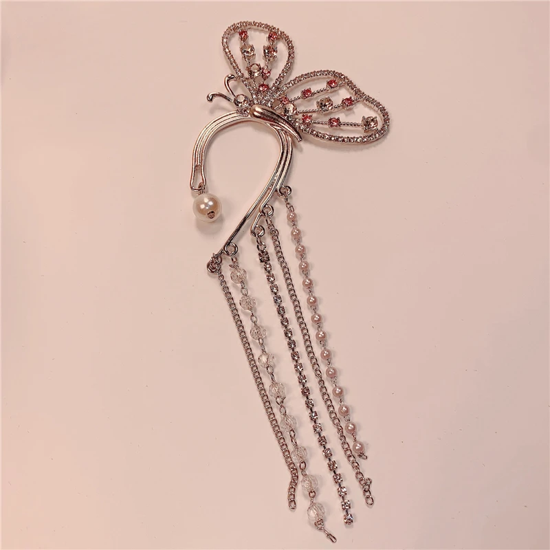 Модные серьги-клипсы с кристаллами в виде еврея жемчужные бусины-бабочки длинные