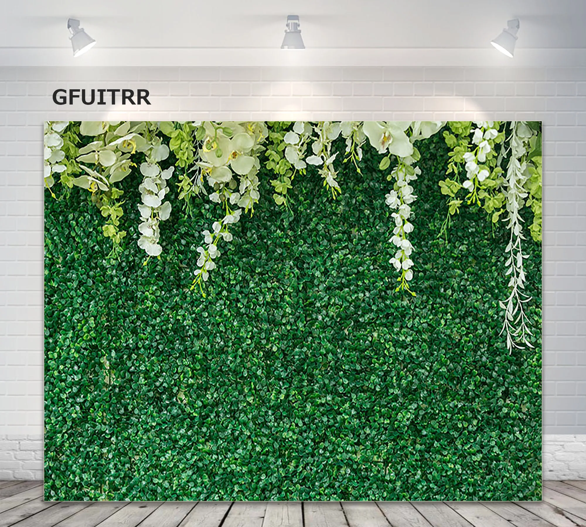 GFUITRR зеленые листья стены фотографии фон белые цветы день рождения ребенка душ фото фон винил фото стенд реквизит