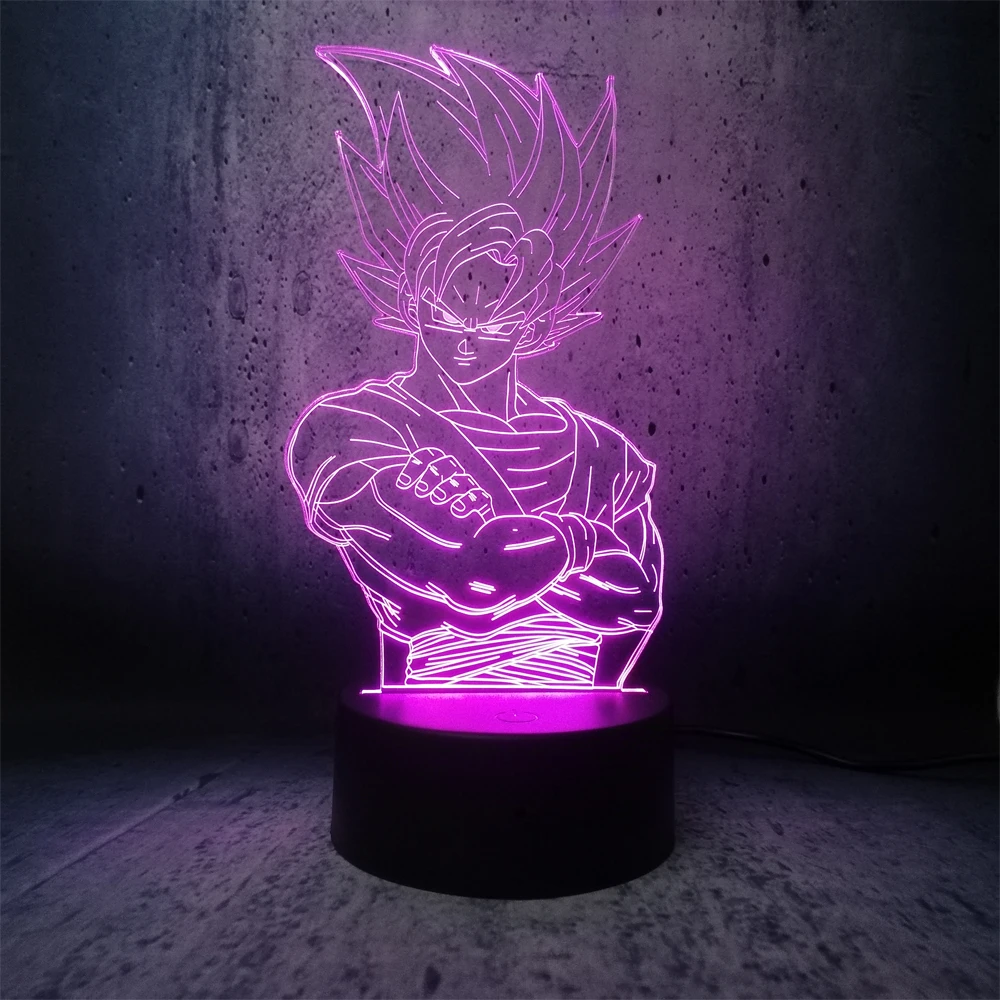 Новый Dragon Ball Angry expression Goku 3D настольная лампа Luminaria светодиодный ночник креативный
