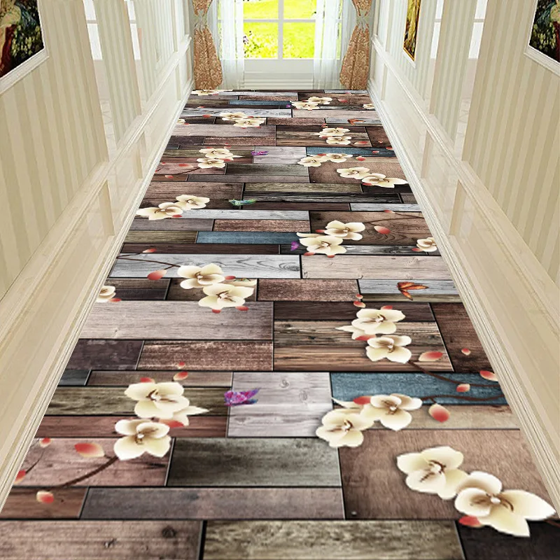 

Fashion Doorway Corridor Mat Flannel Non-slip Bedroom Kitchen Decor Bedside Rugs Floral Balcony Area Rug Living Room Carpet