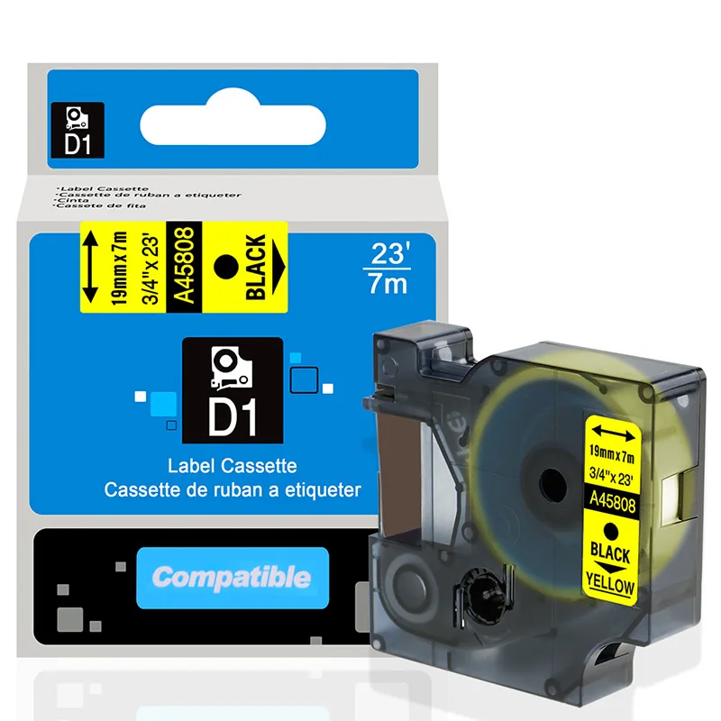 A45808 Labelife 1 шт. 45800 45803 19 мм DYMO D1 Стандартный ярлык совместимый для Dymo LabelManager 300 350 400 420P 450 этикетировщик - Цвет: A45808