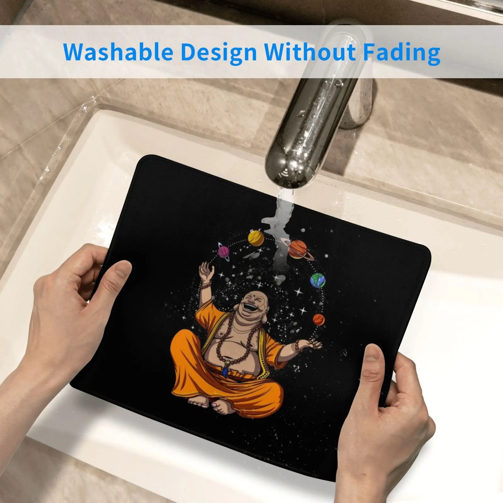 

Buddha Juggling Space Planets Mouse Pad DIY Print Cushion Yoga Meditation Zen Spiritual Buddhism Buddhist Yoga