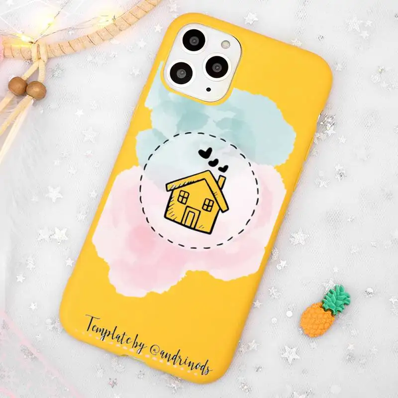 

Pink simple pattern fresh Phone Case Candy Color Yellow for iPhone 11 12 pro XS MAX 8 7 6 6S Plus X 5S SE 2020 XR