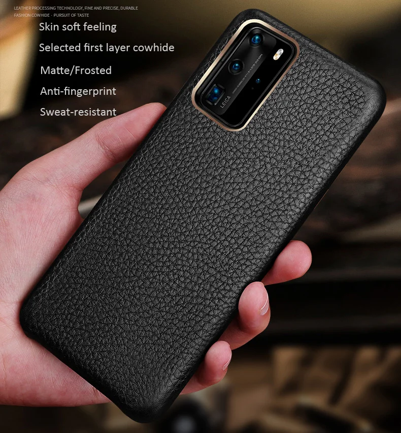 Luxury Genuine Real Cow Leather Back Shell Case For Huawei P40 Pro Pro+ Plus Deluxe Frosted Protector Cover | Мобильные телефоны и