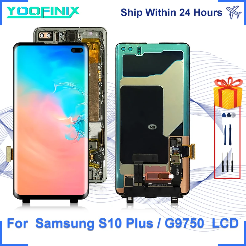 

Оригинальный сенсорный ЖК-экран для Samsung Galaxy S10 Plus, дигитайзер, запасные части для SM-G975F/DS G975U G975W, ЖК-дисплей S10 +
