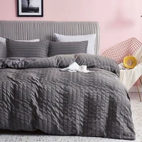 washed cotton seersucker bedding set luxury duvet cover queen size bed sheets set comforters solid color linens