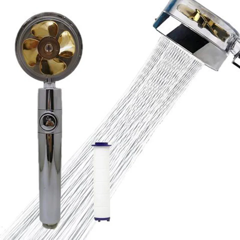 bathroom 360 rotated high pressure water saving rainfall hand held pressurized massage bathroom spray shower head with propeller free global shipping