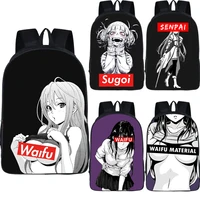 kawaii sugoi senpai anime waifu print school bags for teenager school backpack women men rucksack boys girls book bag