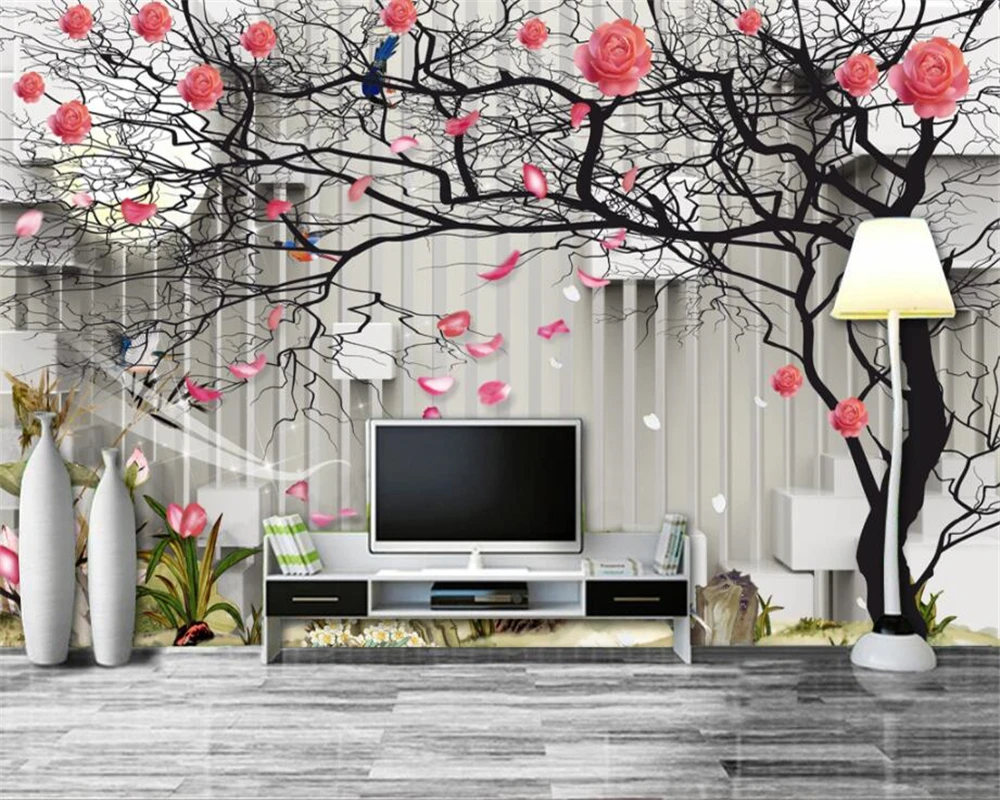 Большой заказ обои 3D деревья розы ТВ стены фон украшения на стену | Обустройство