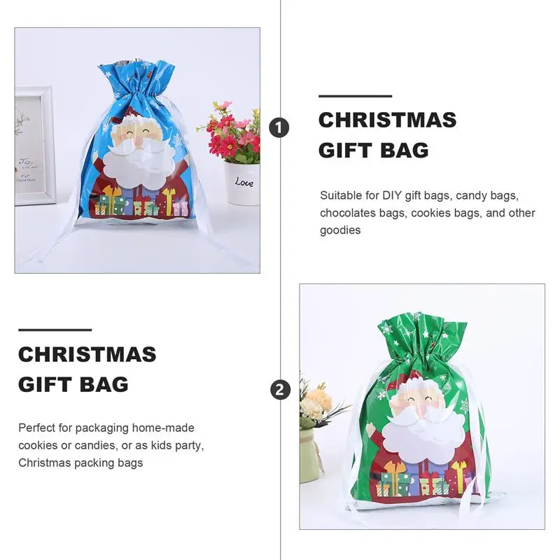 

8Pcs Christmas Candy Bag Gift Pouch Drawstring Bag with Ribbon for Xmas
