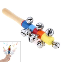 colorful wooden bell stick 11 jingle bells hand shake rattles baby kids children educational musical instrument as gift