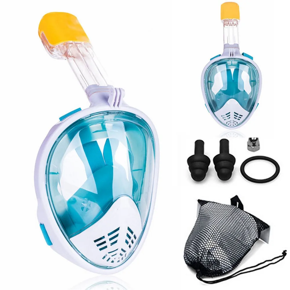 

Adjustable Strap Underwater Anti Fog Diving Mask Snorkel Swimming Training Wide View Area Breathable Full Face Snorkeling Mask
